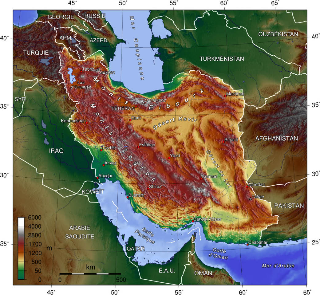 carte de l'Iran (relief)